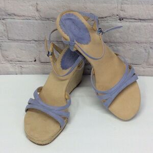 Ann Taylor Loft Wedge Sandal Size 8 Periwinkle Woven Strappy Beachy Cruise Party